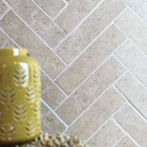 Hampton Old White Tumbled 7.5 x 30cm, matt tile at Irwin Tiles