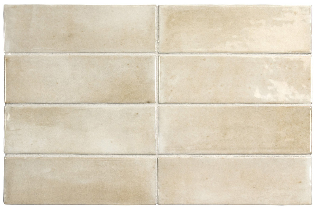 Coco Canvas Glossy 5 x 15cm, cream wall tile at Irwin Tiles