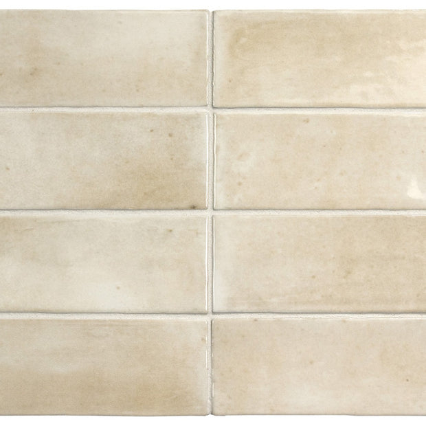 Coco Canvas Glossy 5 x 15cm, cream wall tile at Irwin Tiles