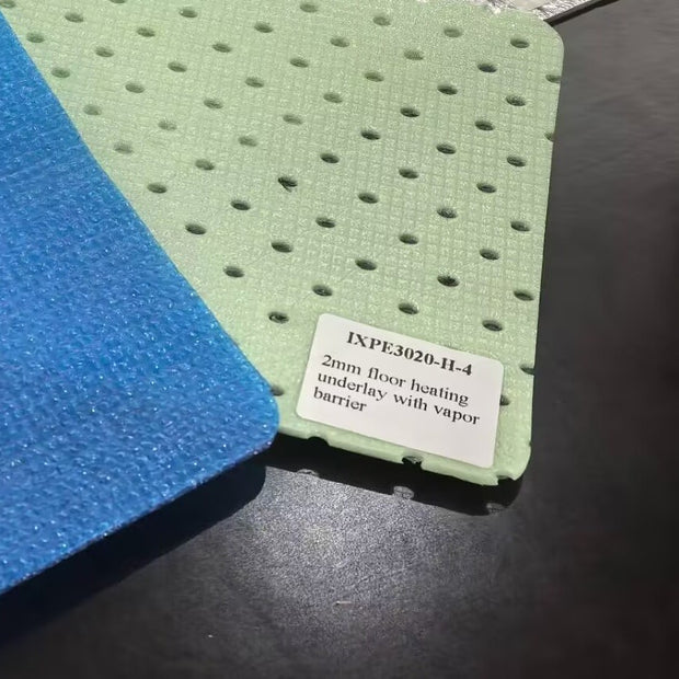 Green Heat Master Ixpe Perforated Underlay w/ Vapour Barrier 2mm, flooring underlay for laying beneath at Irwin Tiles