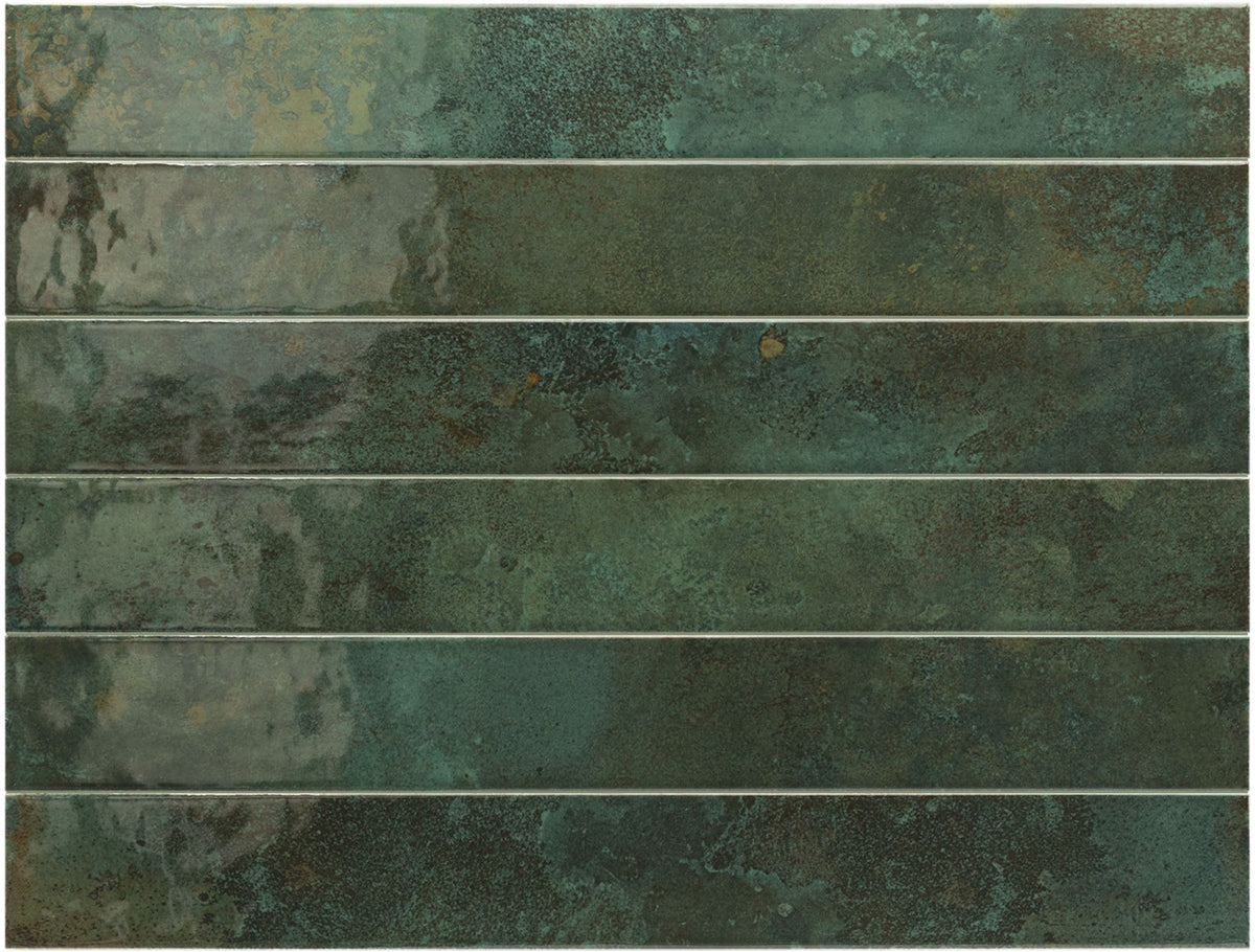 Bali Isle of Pine 5x40cm, green gloss tile at Irwin Tiles