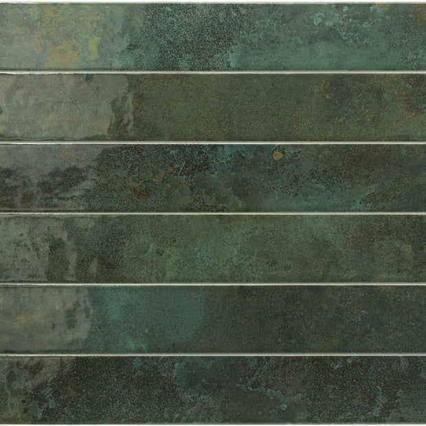 Bali Isle of Pine 5x40cm, green gloss tile at Irwin Tiles