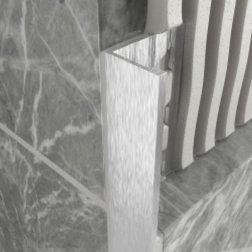 Brushed Chrome 8mm Square Edge Tile Trim 2.5m, tile trim at Irwin Tiles