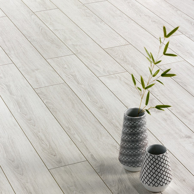 Polar Oak Laminate 12mm, laminate flooring for kitchens, hallways and living rooms at Irwin Tiles