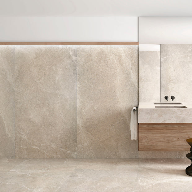 Lucca Beige 90 x 90cm, matt tile at Irwin Tiles