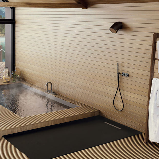 SolidSoft RECTANGULAR BLACK Flexible Shower Tray LINEAR DRAIN (Various Sizes Available)