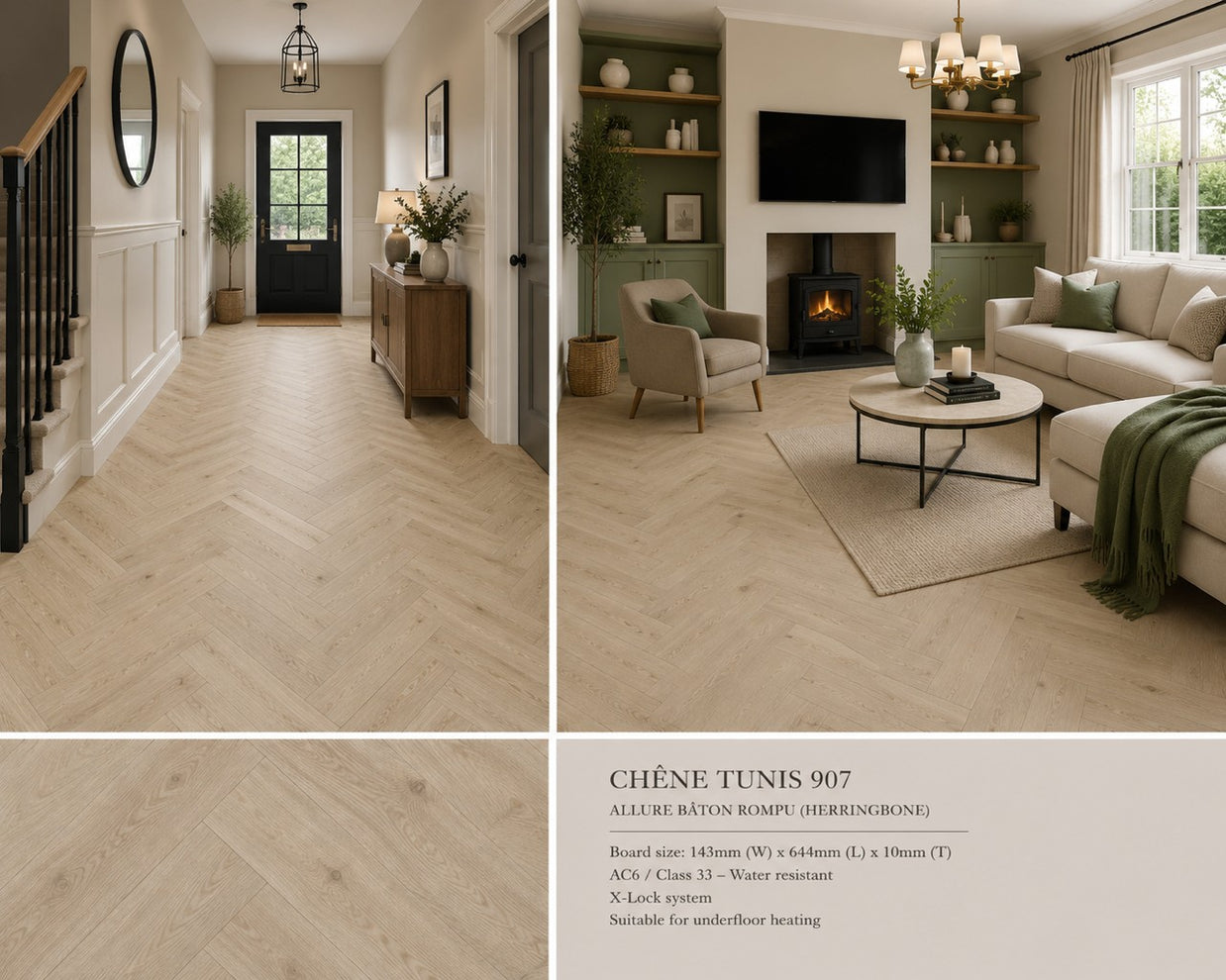 Chene Tunis Herringbone Laminate 10mm Water Resistant