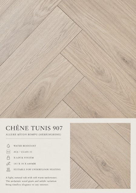 Chene Tunis Herringbone Laminate 10mm Water Resistant