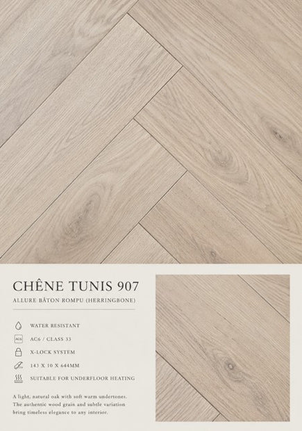 Chene Tunis Herringbone Laminate 10mm Water Resistant