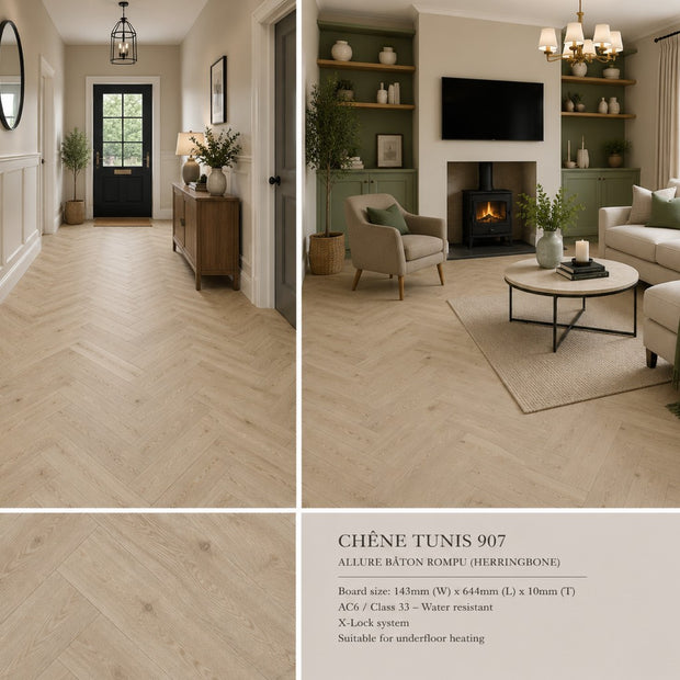 Chene Tunis Herringbone Laminate 10mm Water Resistant