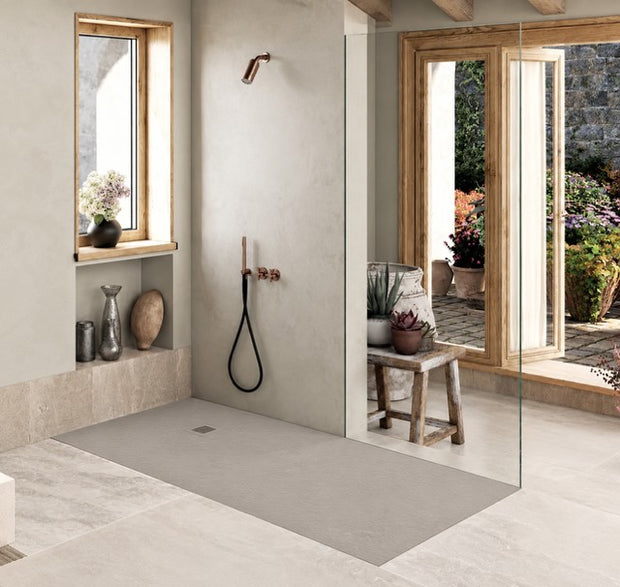 SolidSoft RECTANGULAR CONCRETE Flexible Shower Tray SQUARE DRAIN (Various Sizes Available)