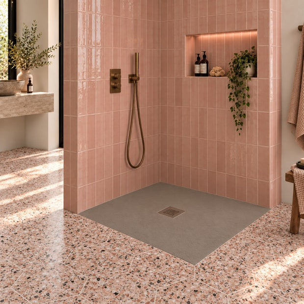 SolidSoft SQUARE CONCRETE Flexible Shower Tray SQUARE DRAIN (Various Sizes Available)