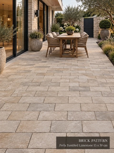 Perla Tumbled Limestone Paver 15x30x3cm