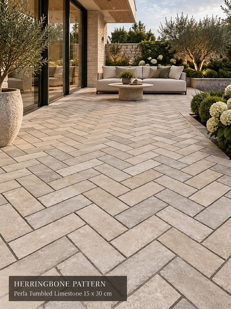 Perla Tumbled Limestone Paver 15x30x3cm