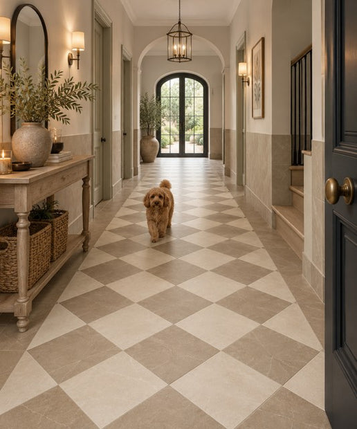 Pulpis Sand & Taupe Chequered 30x30cm