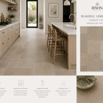 Seashell Tumbled Limestone - Versailles Pattern