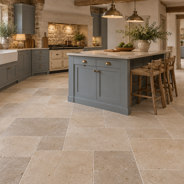 Seashell Tumbled Limestone - Grand Villa Pattern