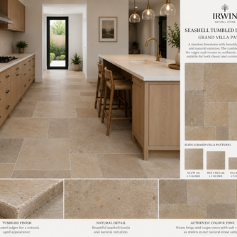 Seashell Tumbled Limestone - Grand Villa Pattern