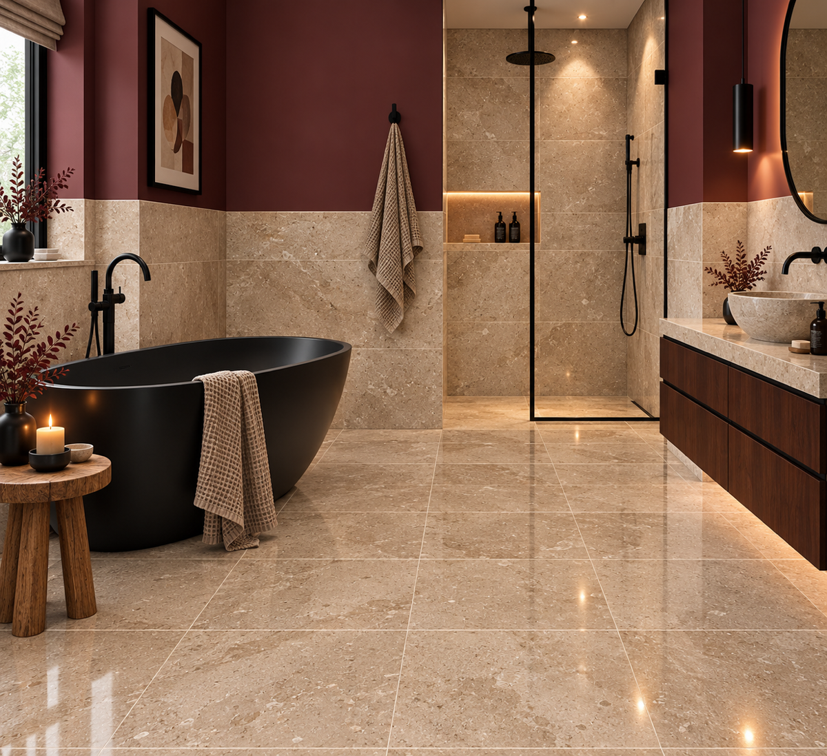 Walnut Travertine Marble Polished 60x60cm