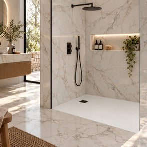 SolidSoft RECTANGULAR WHITE Flexible Shower Tray SQUARE DRAIN (Various Sizes Available)