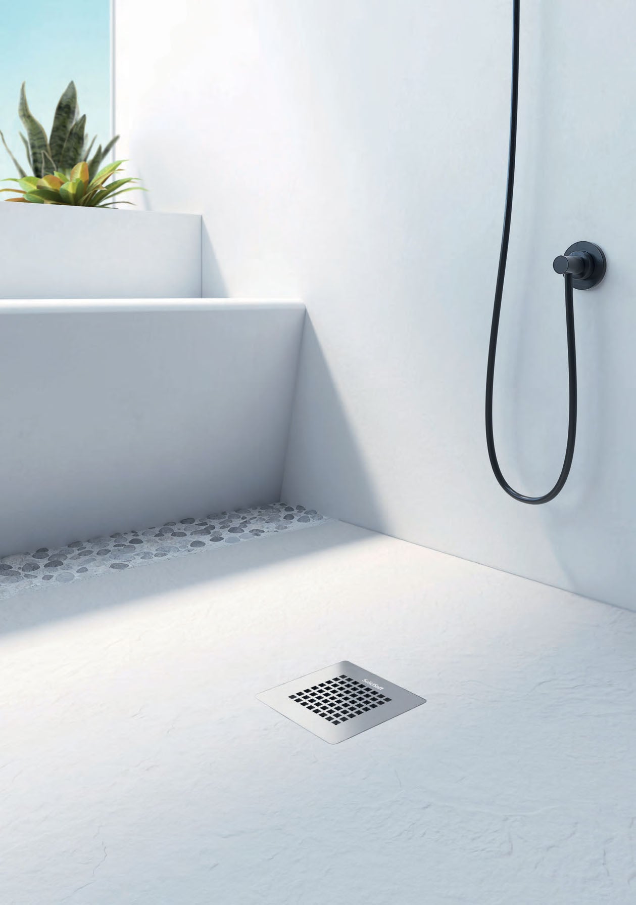 SolidSoft RECTANGULAR WHITE Flexible Shower Tray SQUARE DRAIN (Various Sizes Available)