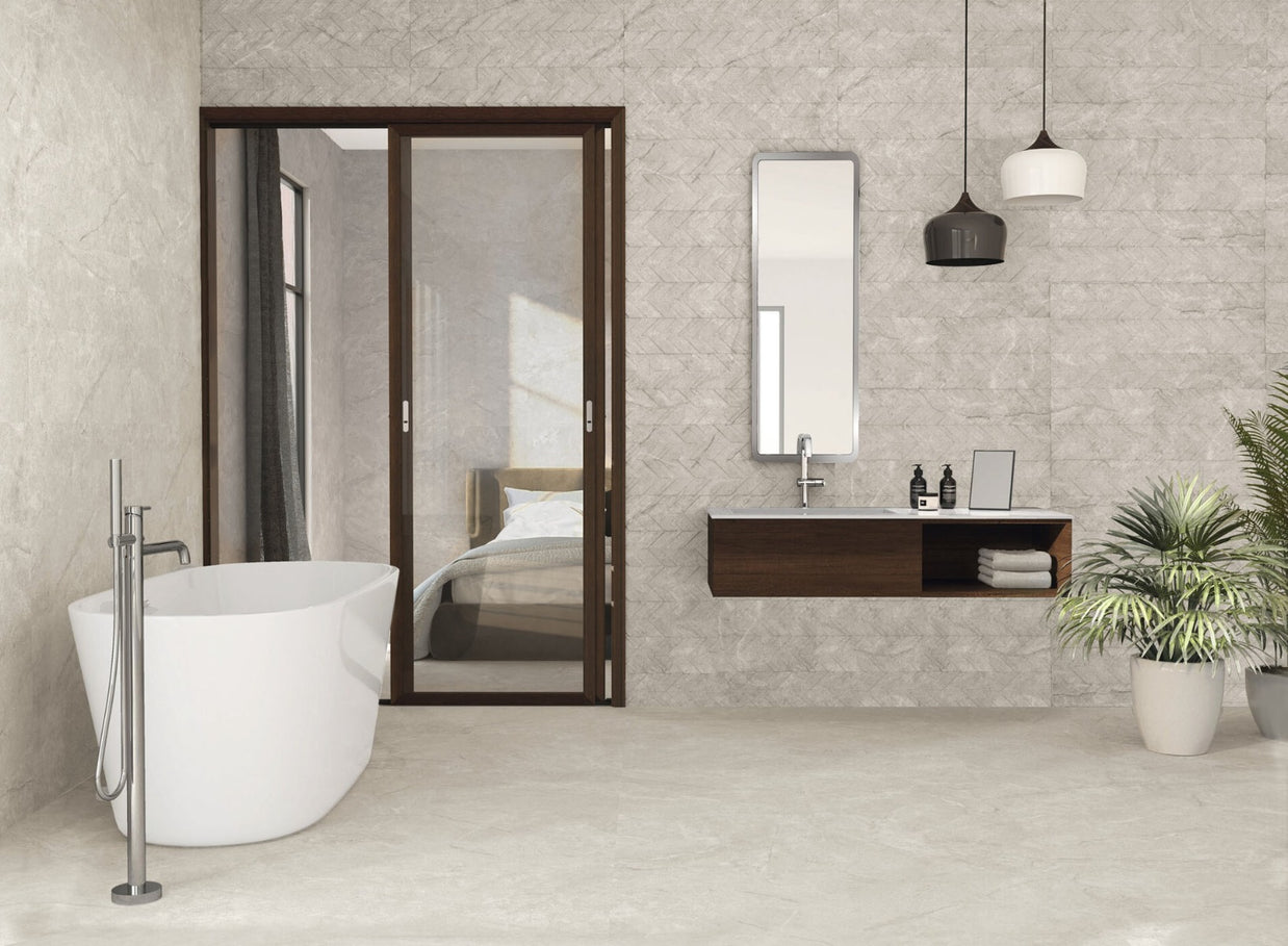 Larak Acadia Cream 30x90cm, matt tile at Irwin Tiles