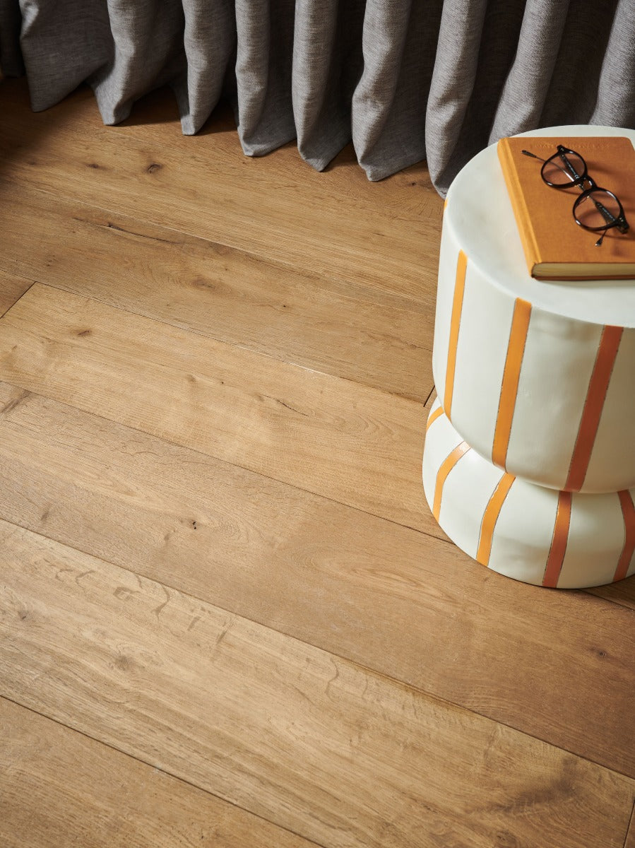 Albi Biscuit 190mm, oiled engineered wood flooring for living rooms, bedrooms and hallways at Irwin Tiles