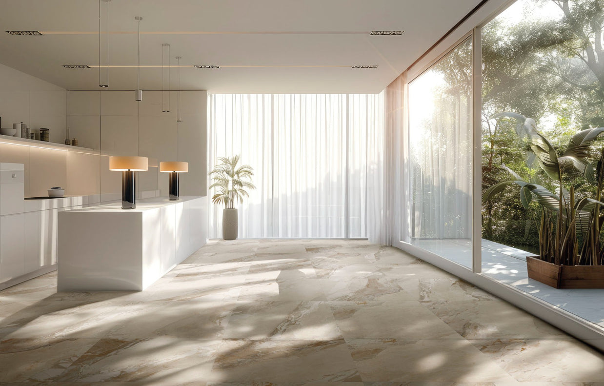 Blend Almond Milled (Ribbed) 60x120cm, tile from Irwin Tiles, Co. Monaghan