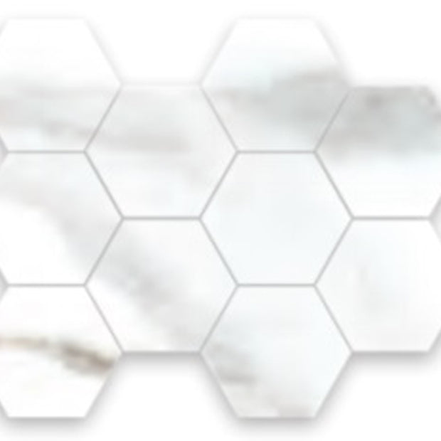 Alsacia Hexagono Mosaic 21 x 26cm, white matt tile at Irwin Tiles