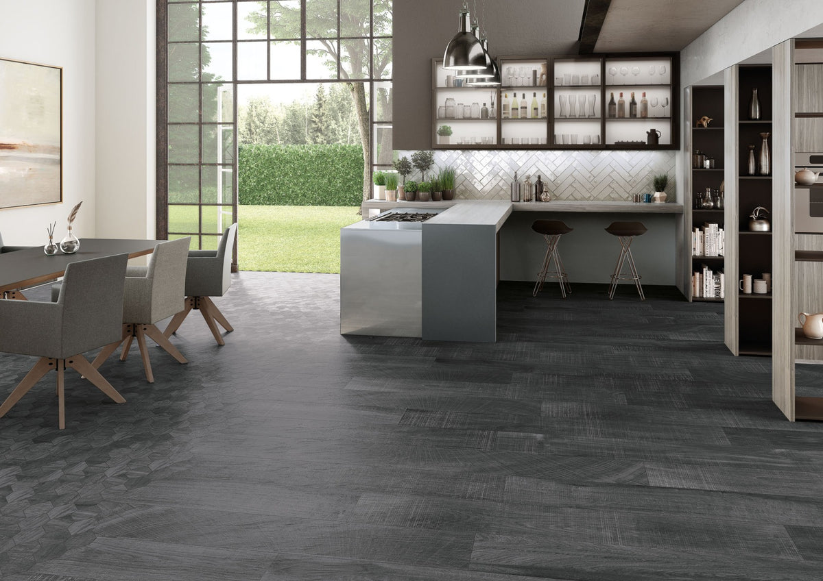 Artwood Black Wood Effect 20 x 120cm, matt tile at Irwin Tiles