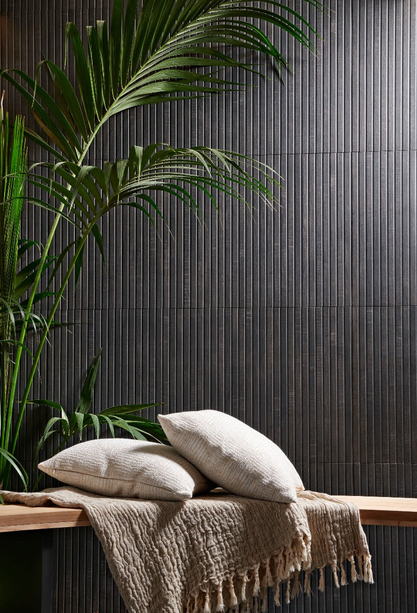 Ribbon Black (Ribbed Wood Look) Rectified Porcelain 60 x 120cm, tile at Irwin Tiles