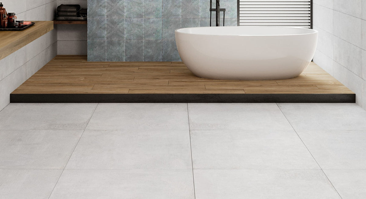 Boulevard Ice 90 x 90cm, grey matt tile at Irwin Tiles