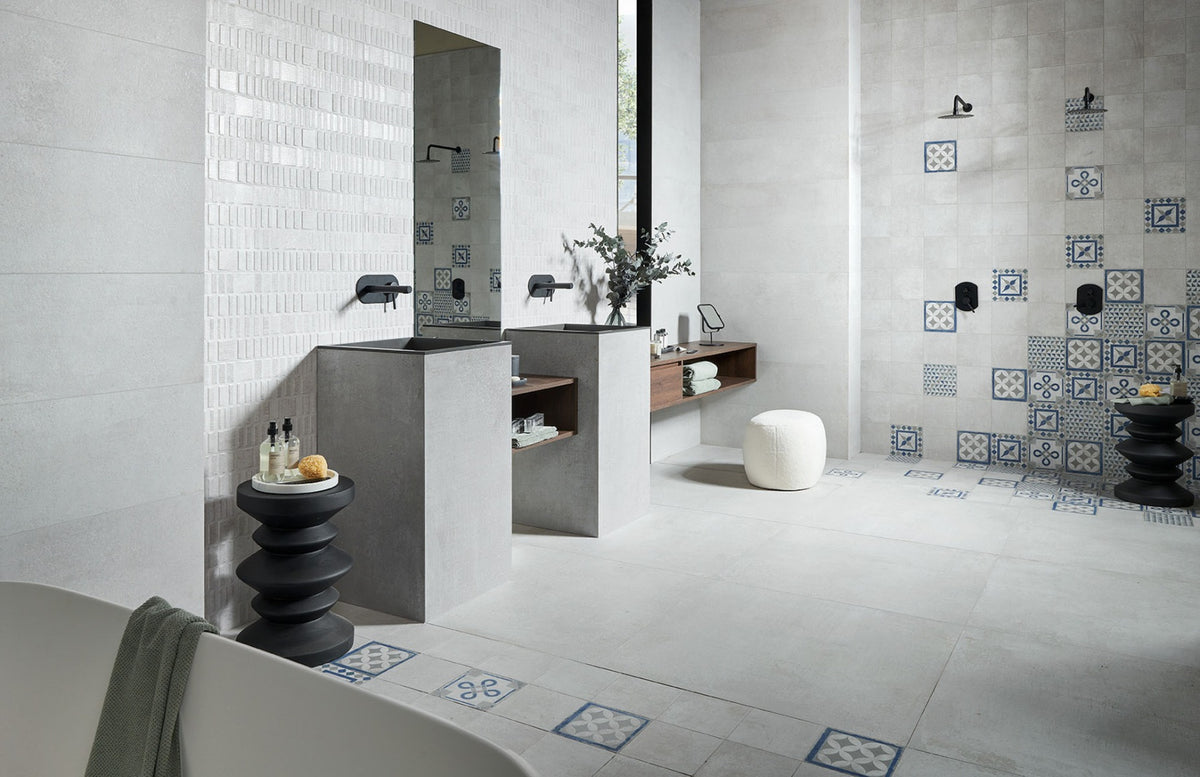Boulevard Ice 29x100cm wall tile, grey matt, at Irwin Tiles