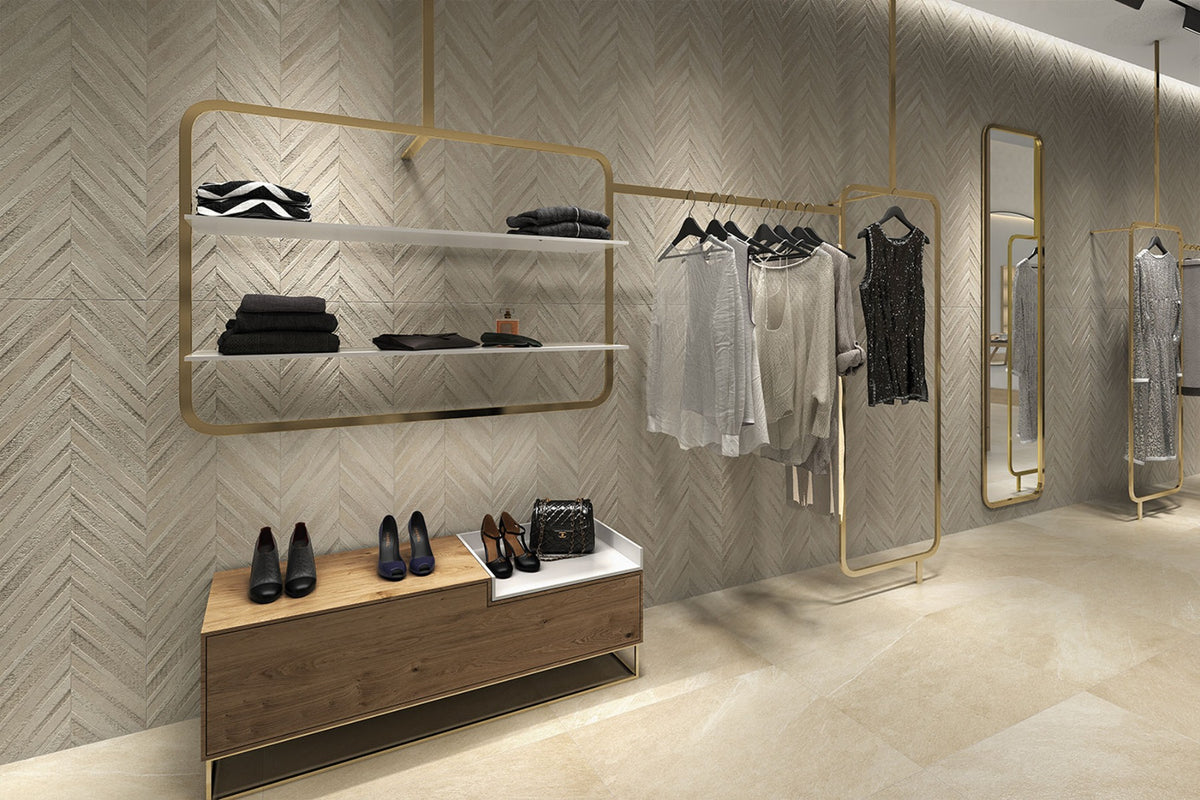 Khan Cream 75 x 75cm, porcelain tile at Irwin Tiles