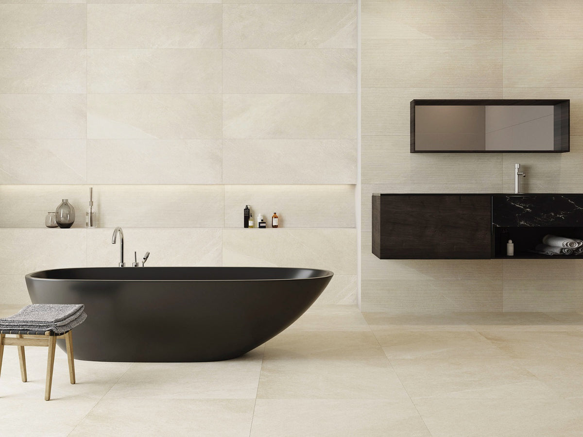 Khan Cream 40 x 120cm tile, matt, at Irwin Tiles