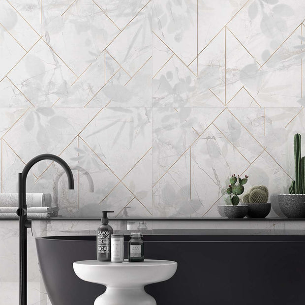 Invisible Art White Starlight Decor 60 x 120cm, wall tile at Irwin Tiles