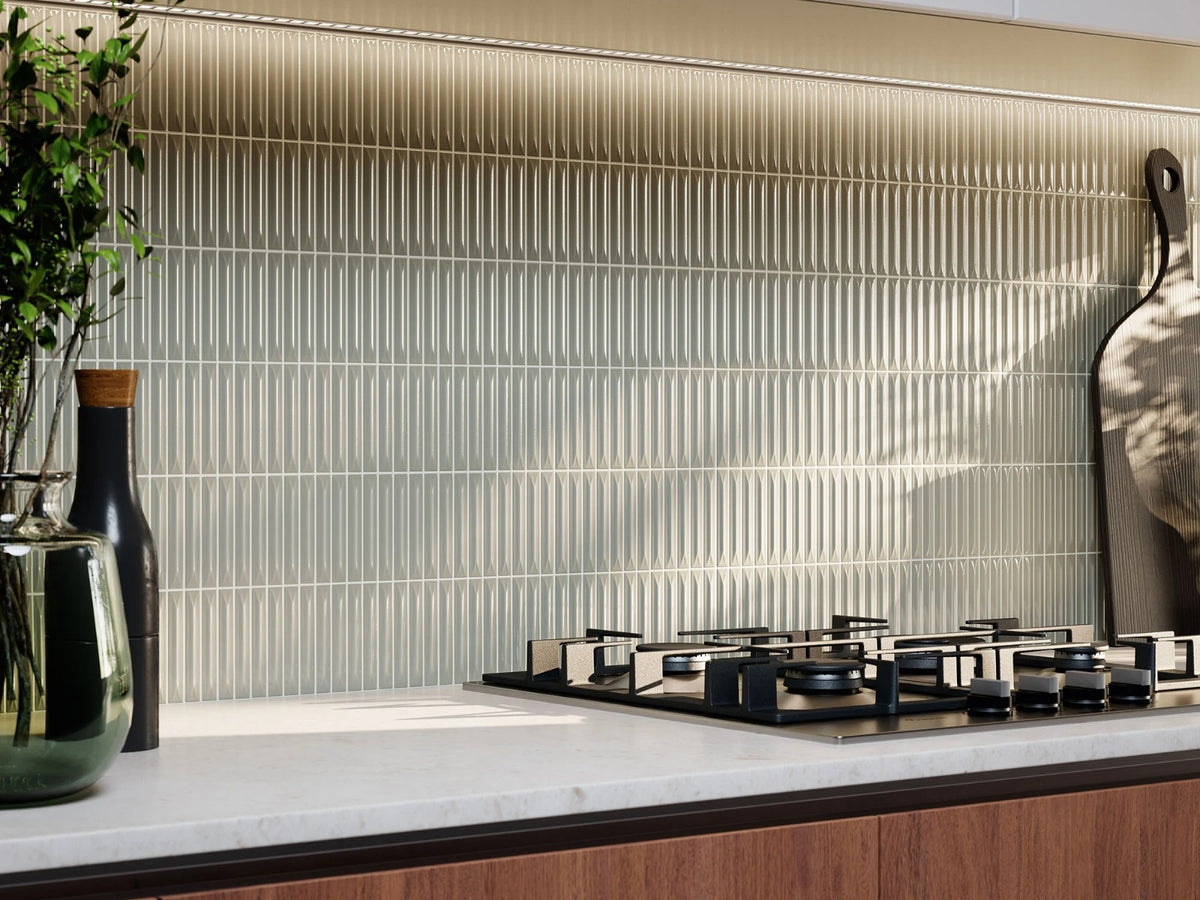 Arrow Sage 20x20cm Kit Kat Tile, green gloss wall tile at Irwin Tiles