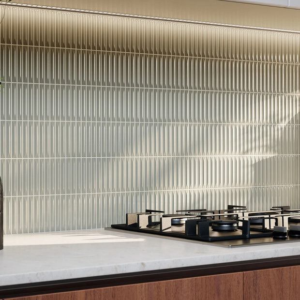 Arrow Sage 20x20cm Kit Kat Tile, green gloss wall tile at Irwin Tiles