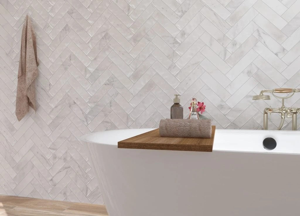 Corso 6.5 x 25cm, white wall tile from Irwin Tiles, Co. Monaghan