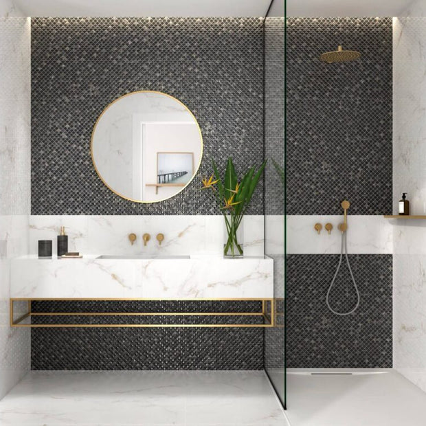 Lucia Negro Decor 30 x 90cm, gloss tile at Irwin Tiles