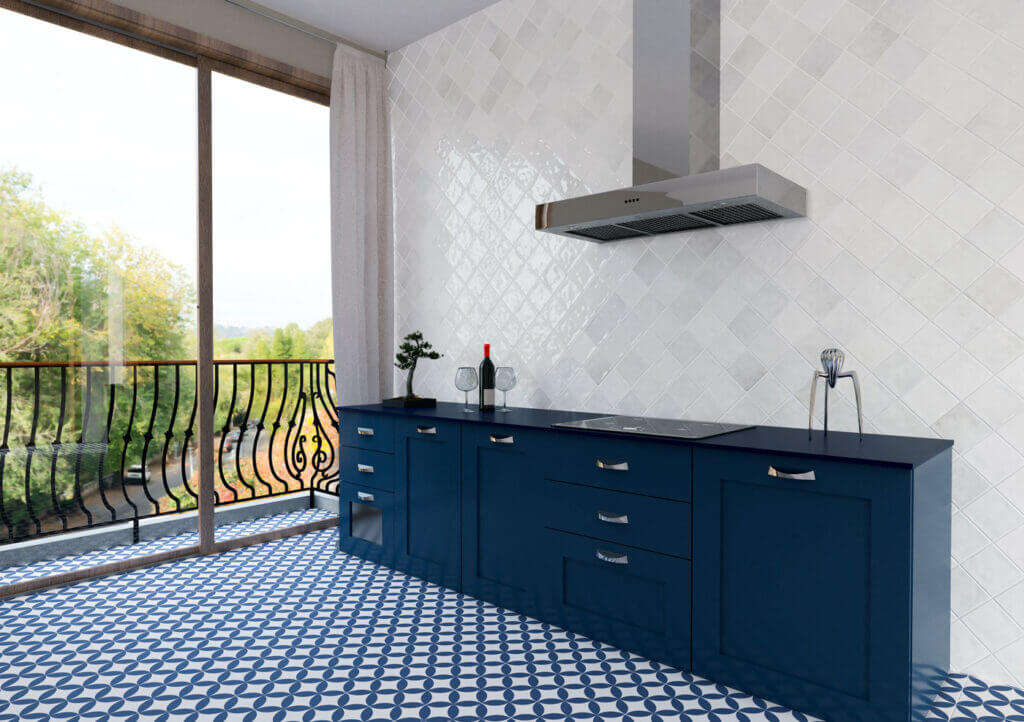 Tokio Azul 22.5 x 22.5cm, porcelain tile at Irwin Tiles