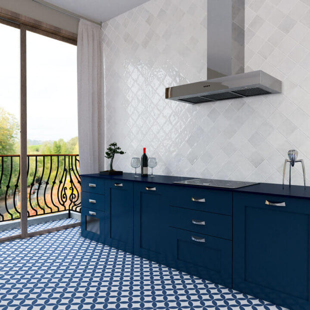 Tokio Azul 22.5 x 22.5cm, porcelain tile at Irwin Tiles