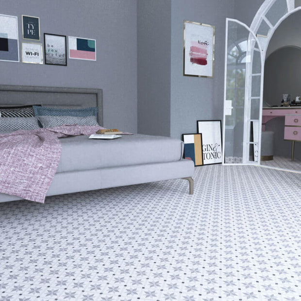 Palermo 22 Gris Pattern Tile 22.5 x 22.5cm, porcelain tile at Irwin Tiles