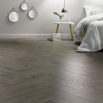 Aronia Oak Herringbone Laminate 12mm, laminate flooring for living rooms, bedrooms and hallways at Irwin Tiles