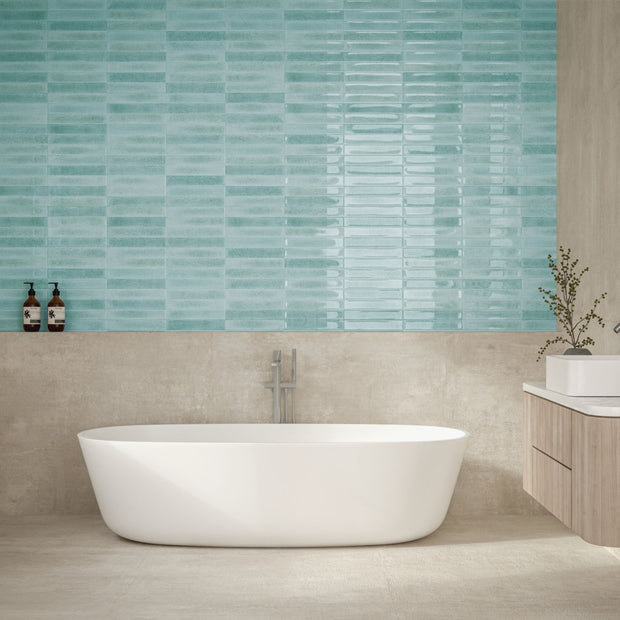 Atlantis Light Green Glossy 31.6x60cm, ceramic wall tile at Irwin Tiles