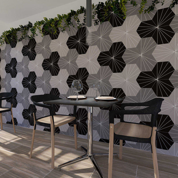 Compostela Hex Perla 22.5 x 25.9cm, matt tile at Irwin Tiles