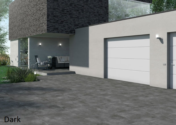 Volcano Dark 80 x 80 x 2cm, porcelain paving at Irwin Tiles