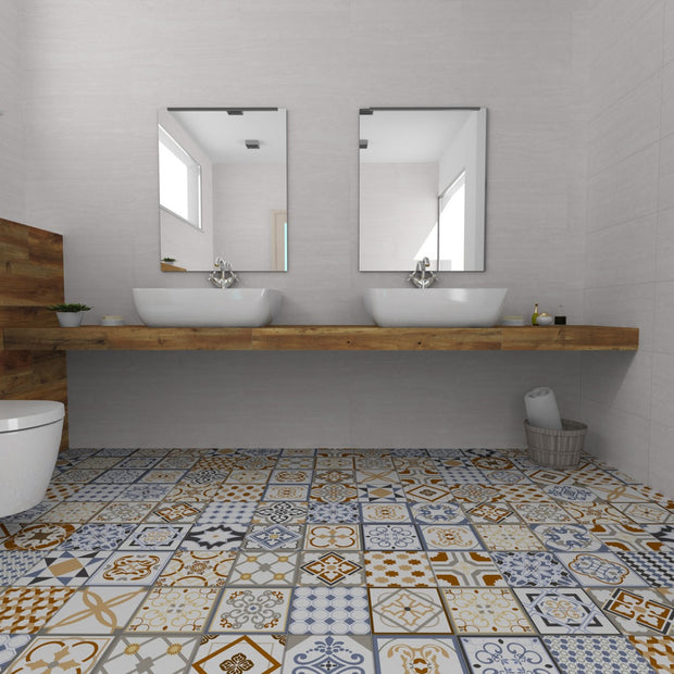 Goya 22.5x22.5cm, multi-colour matt tile at Irwin Tiles