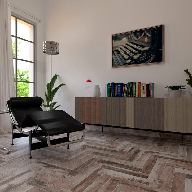 Beachwood Cenzia Herringbone 10 x 49cm, matt tile at Irwin Tiles