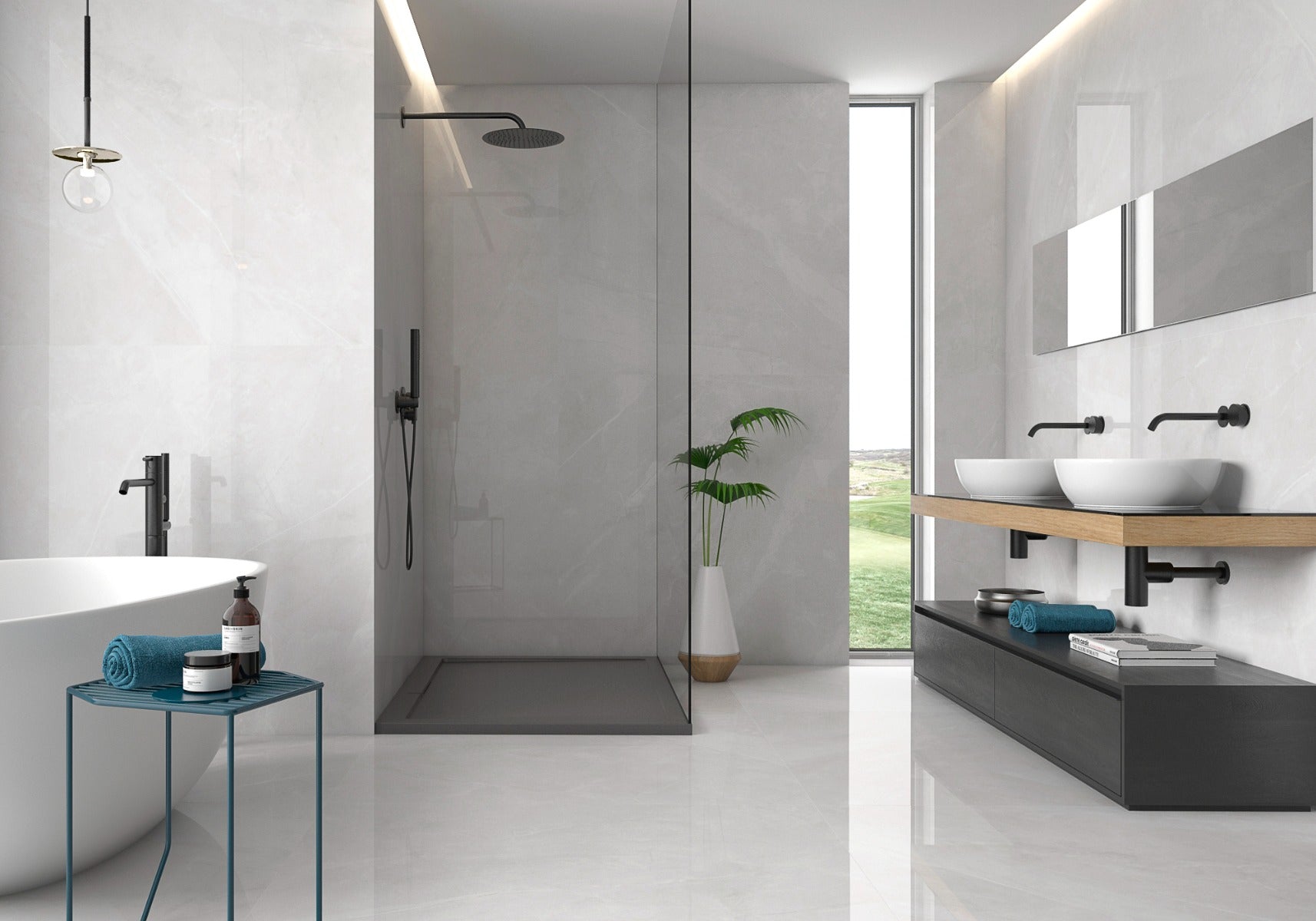 Magda Blanco 90 x 90cm, semi-gloss tile at Irwin Tiles